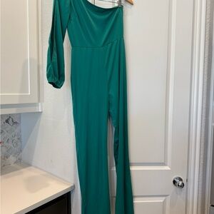 Elegant Teal One-Shoulder Jumpsuit
